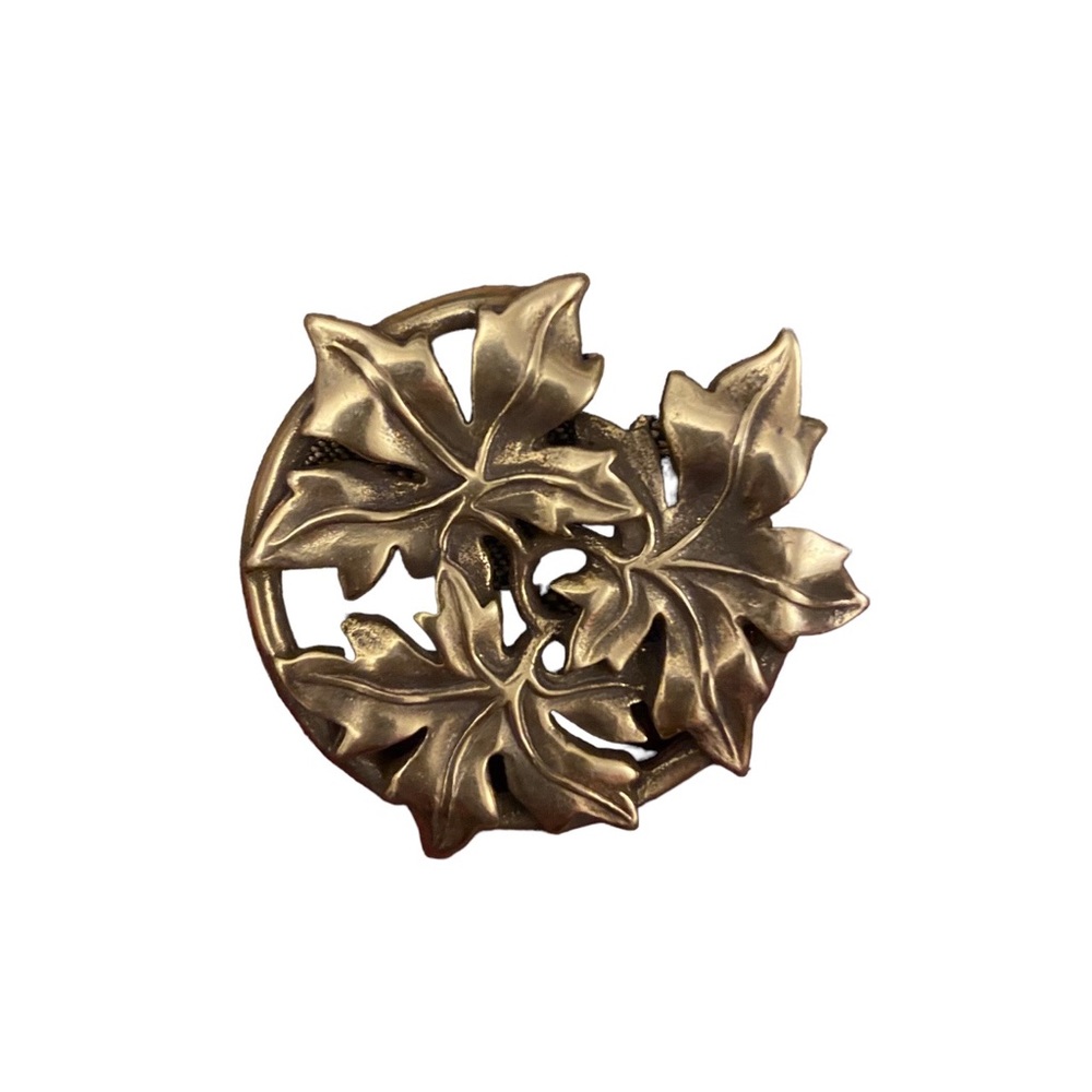 Vintage Metropolitan Museum of Art 1986 Three Leaf Brooch Gold Tone